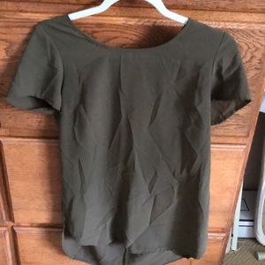 Boutique Style Olive Green Top w/ Zipper on Back